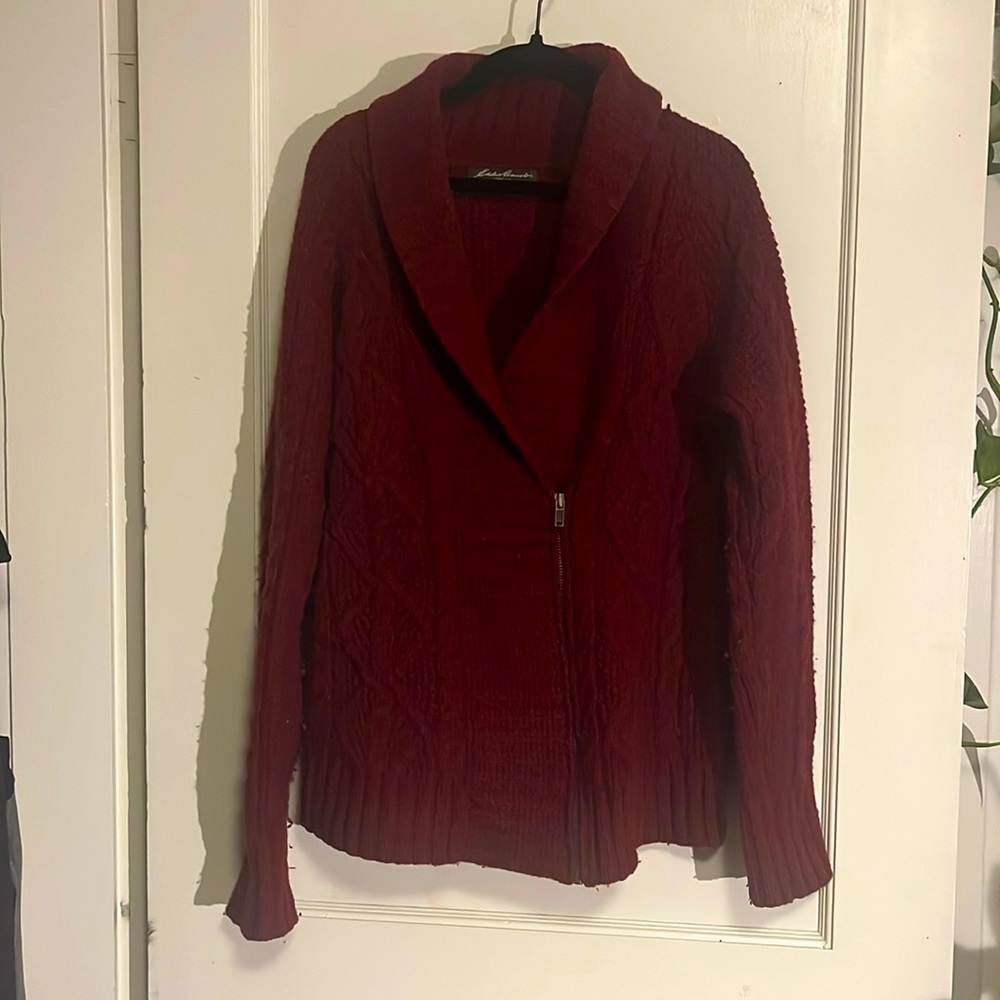 Eddie Bauer burgundy cardigan